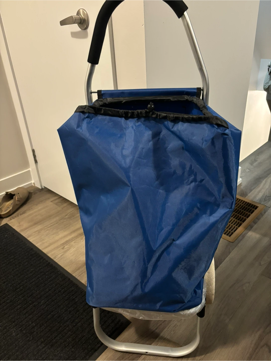Blue Rolling Shopping Cart