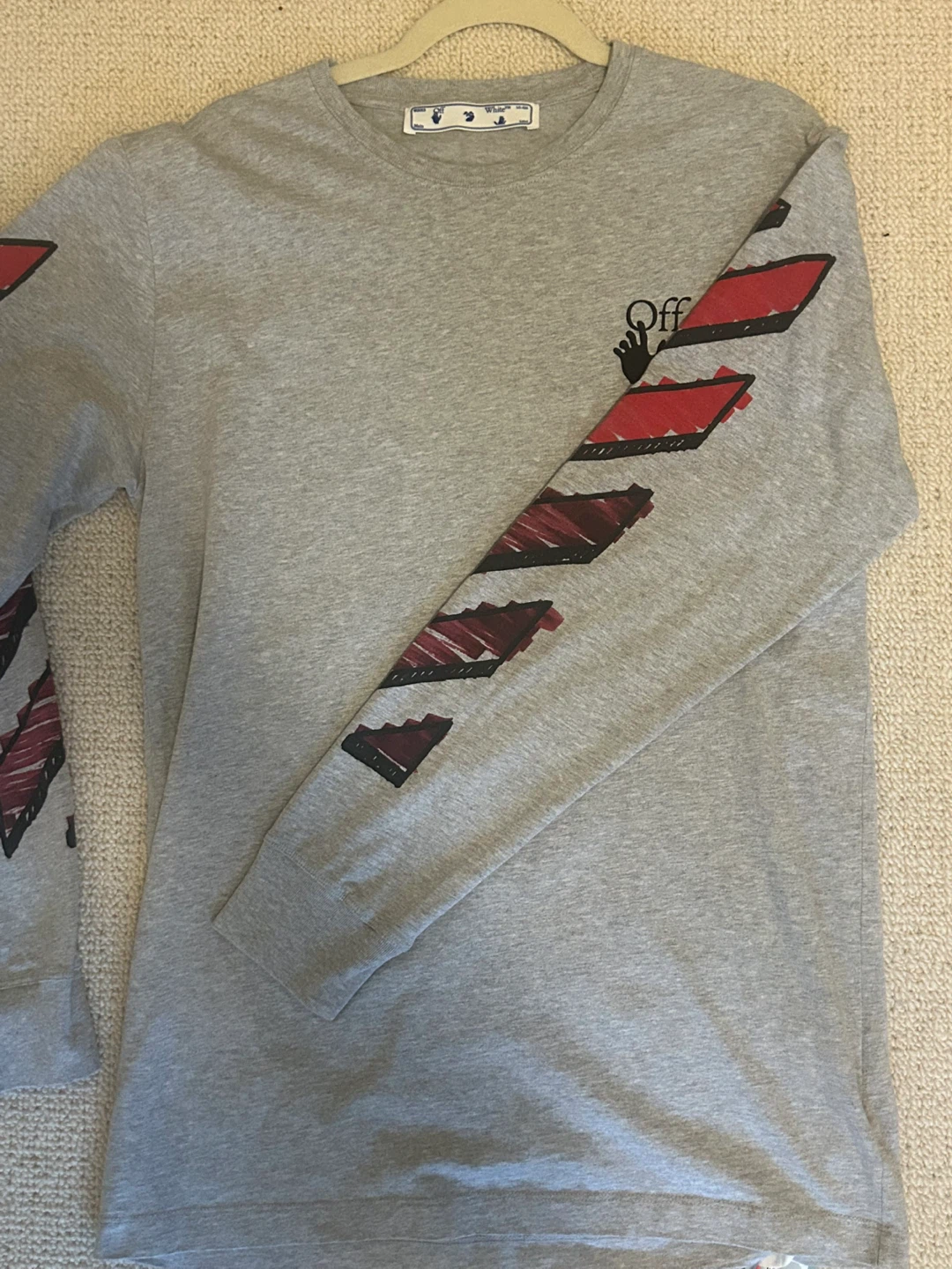 OFF-WHITE Marker Arrows Long Sleeve T-Shirt Grey Red