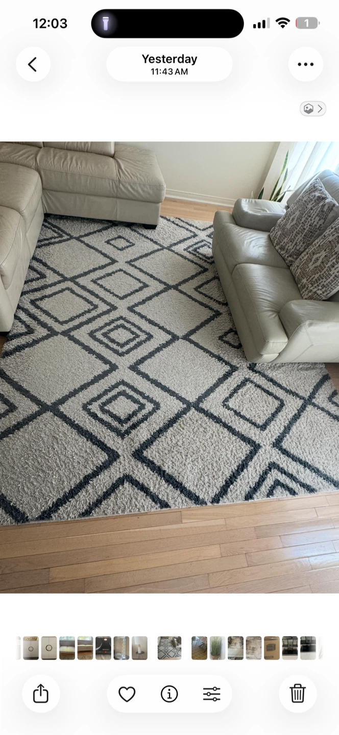 Shag Area Rug with Diamond Pattern