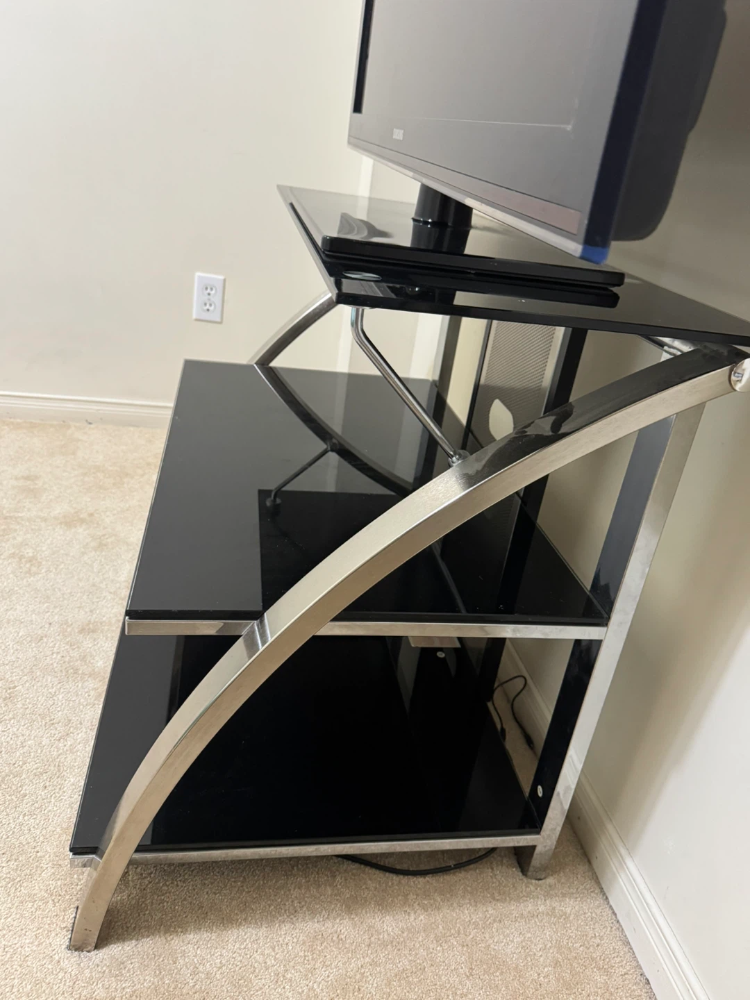 2-Tier Black Glass Entertainment Stand - photo 3