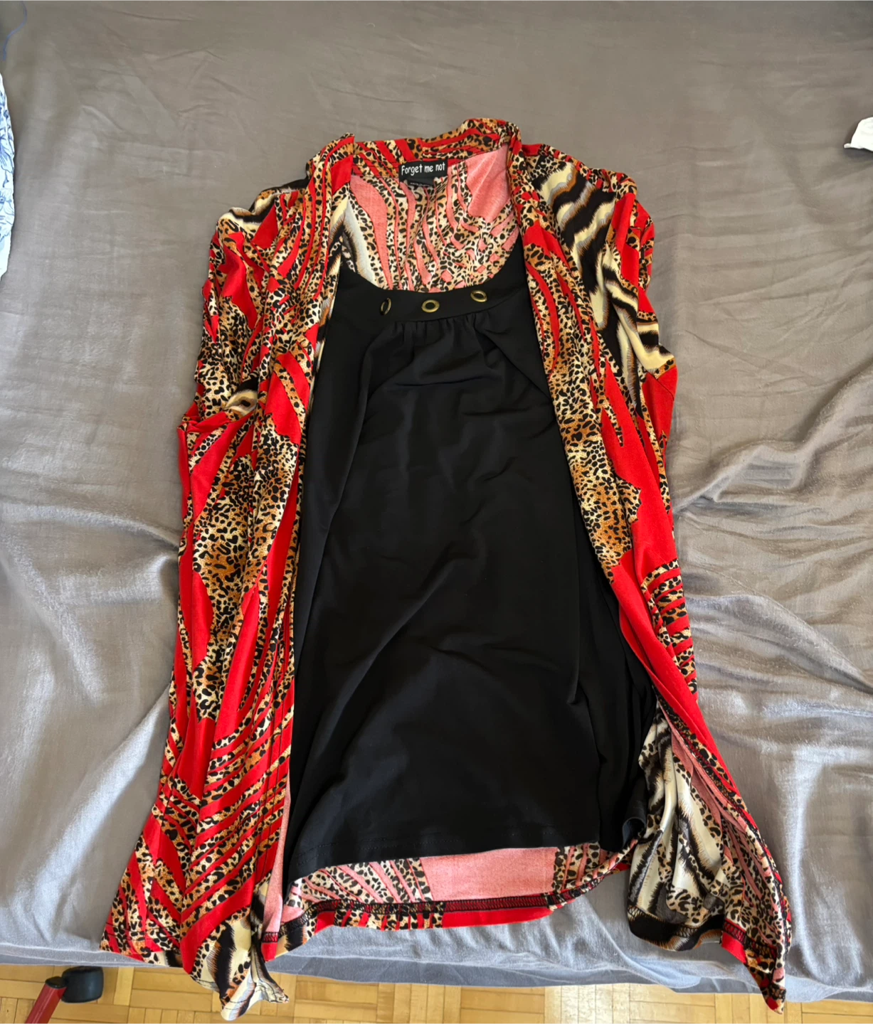 Women's Animal Print Kimono & Black Tank Top Set - photo 3