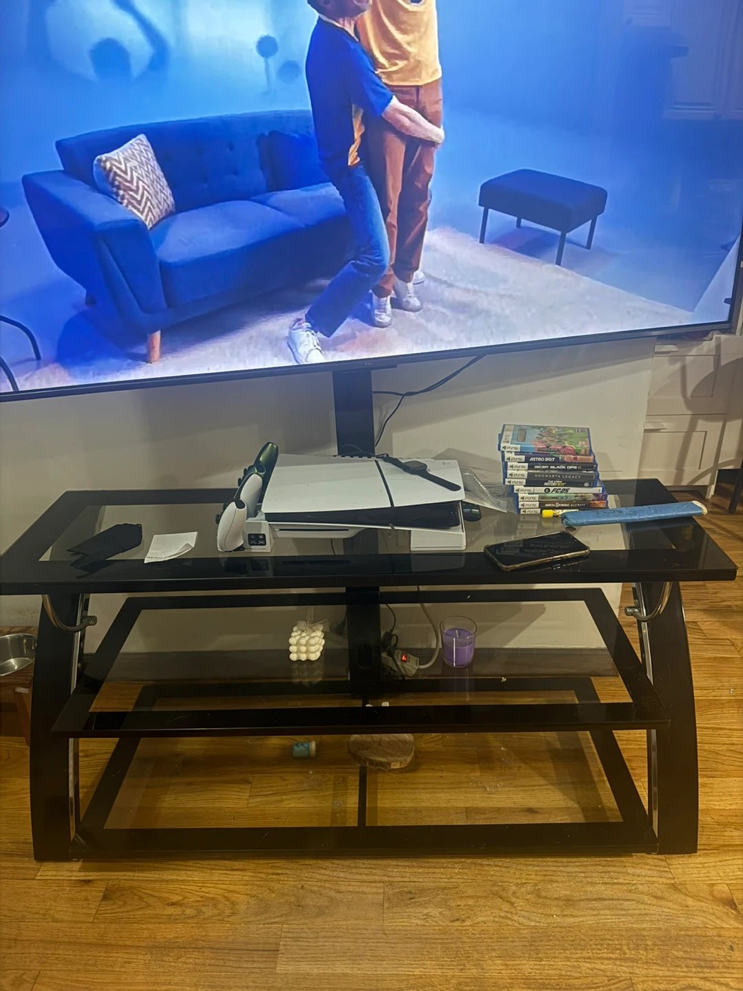 Black Glass TV Stand