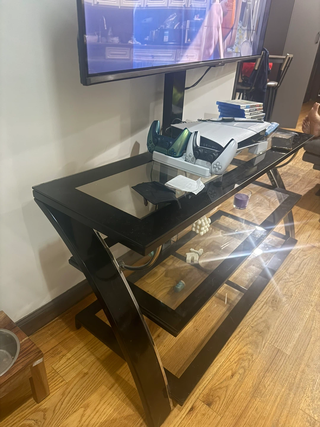 Black Glass TV Stand - photo 2
