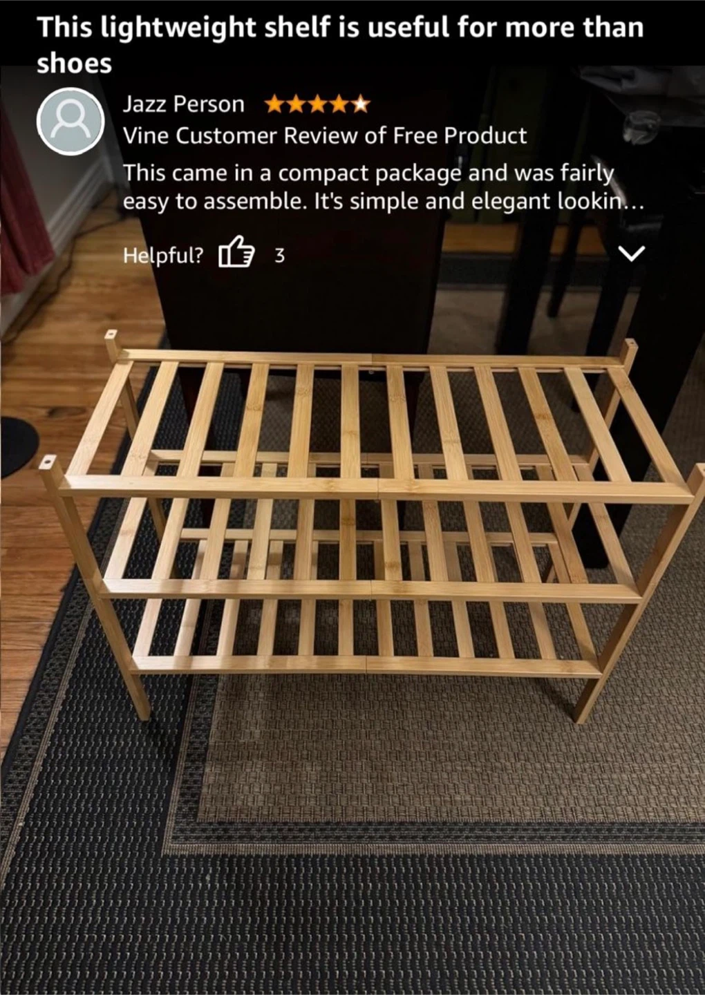 SMIRY 3-Tier Bamboo Shoe Rack