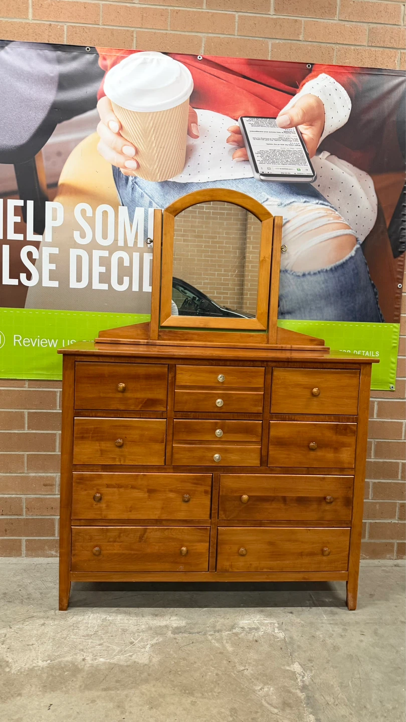 Wooden Dresser with Mirror