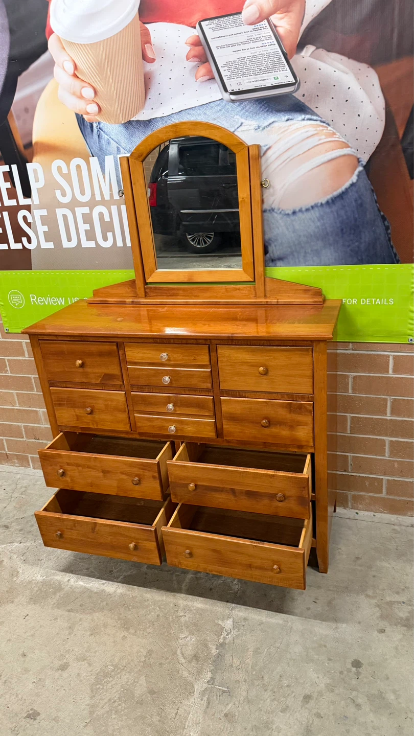 Wooden Dresser with Mirror - photo 2