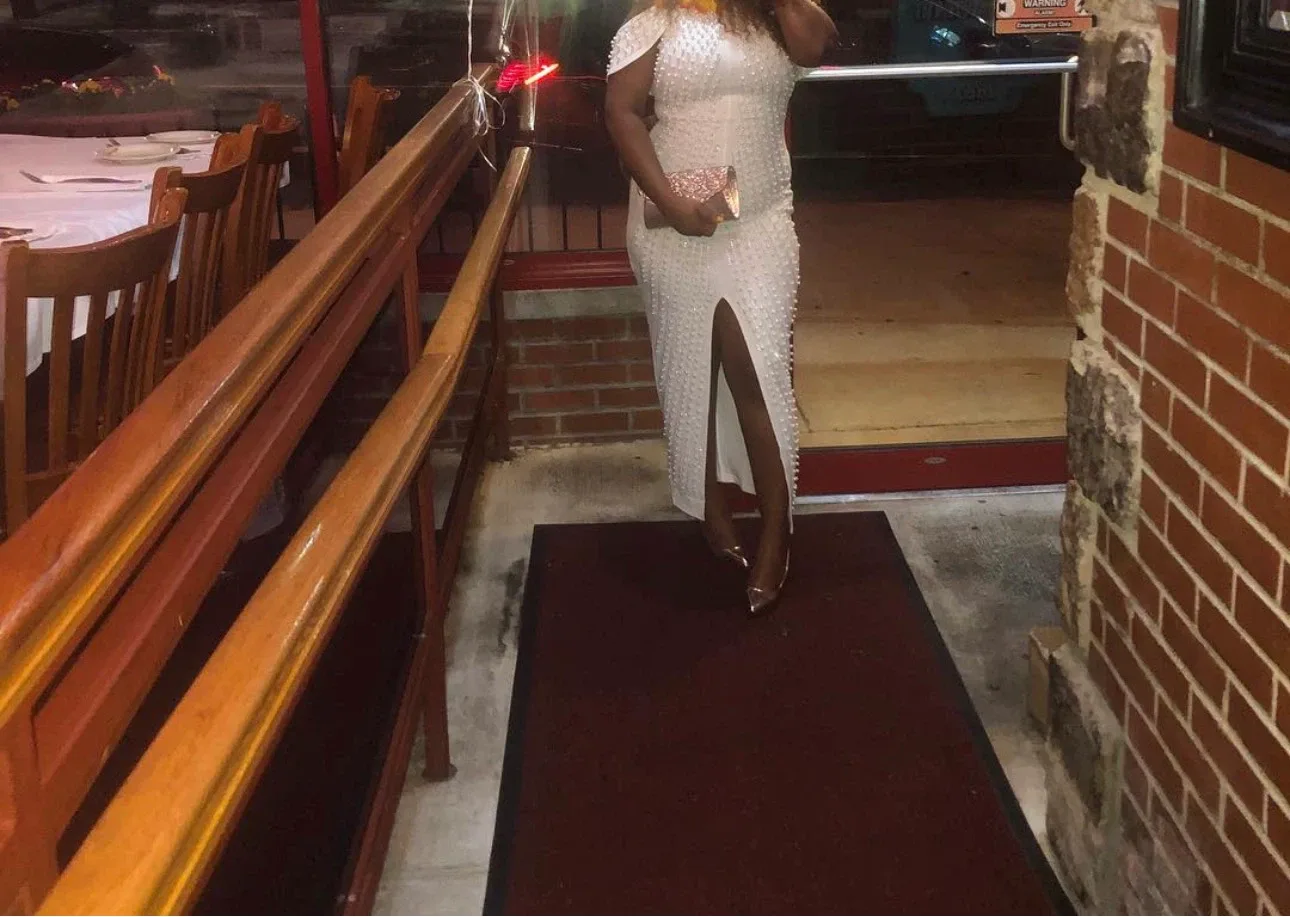 White Beaded Midi Dress with Slit