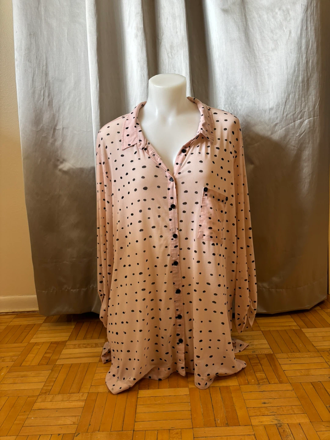 Pink Polka Dot Long Sleeve Shirt