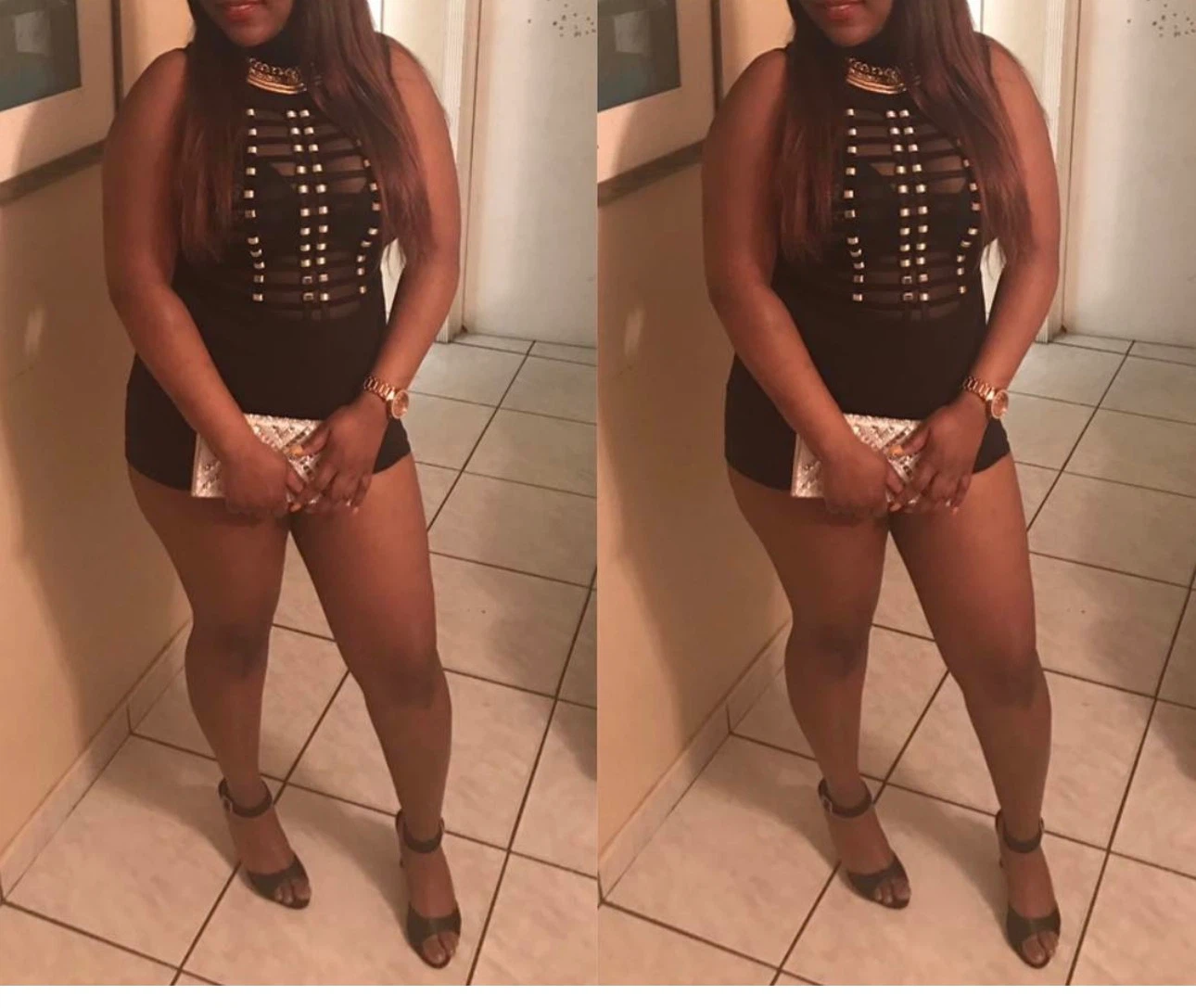 Black Strappy Mesh Dress