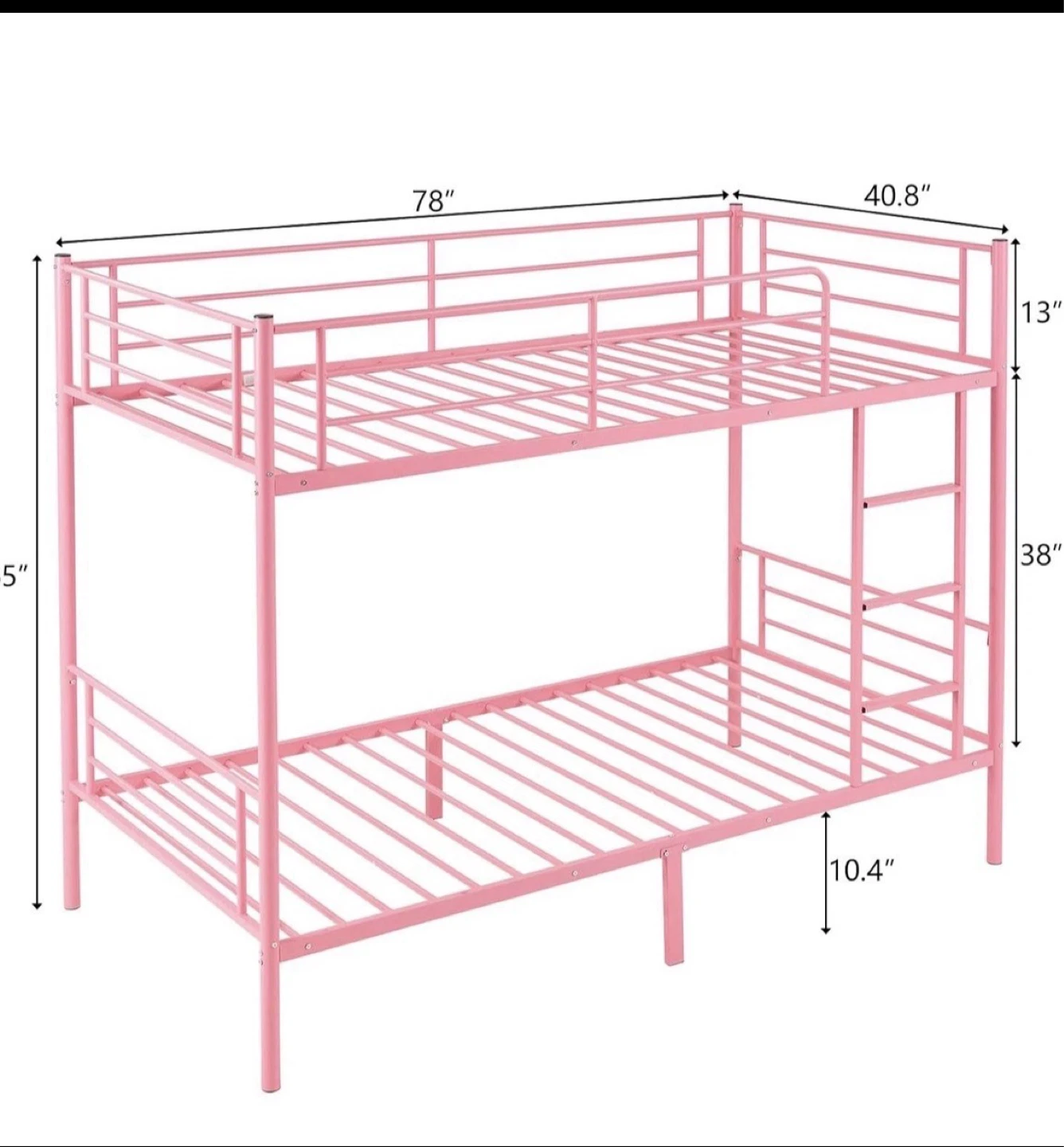 Pink Metal Twin Bunk Bed - photo 5