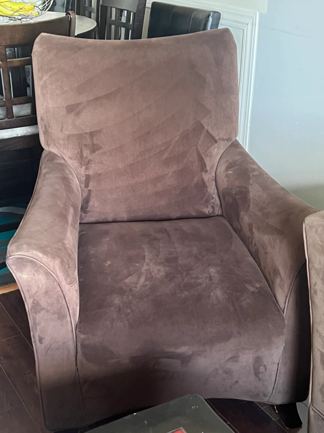 Brown Suede Armchair and Sectional Sofa - photo 3