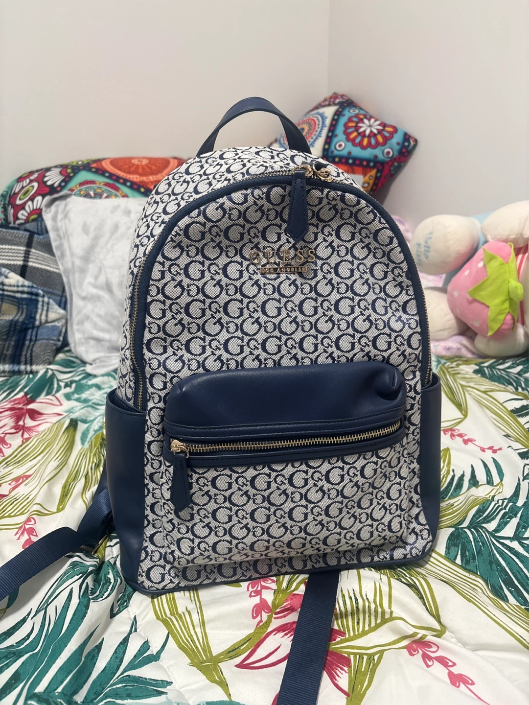 Brand new Guess Backpack Navy/White GG Pattern