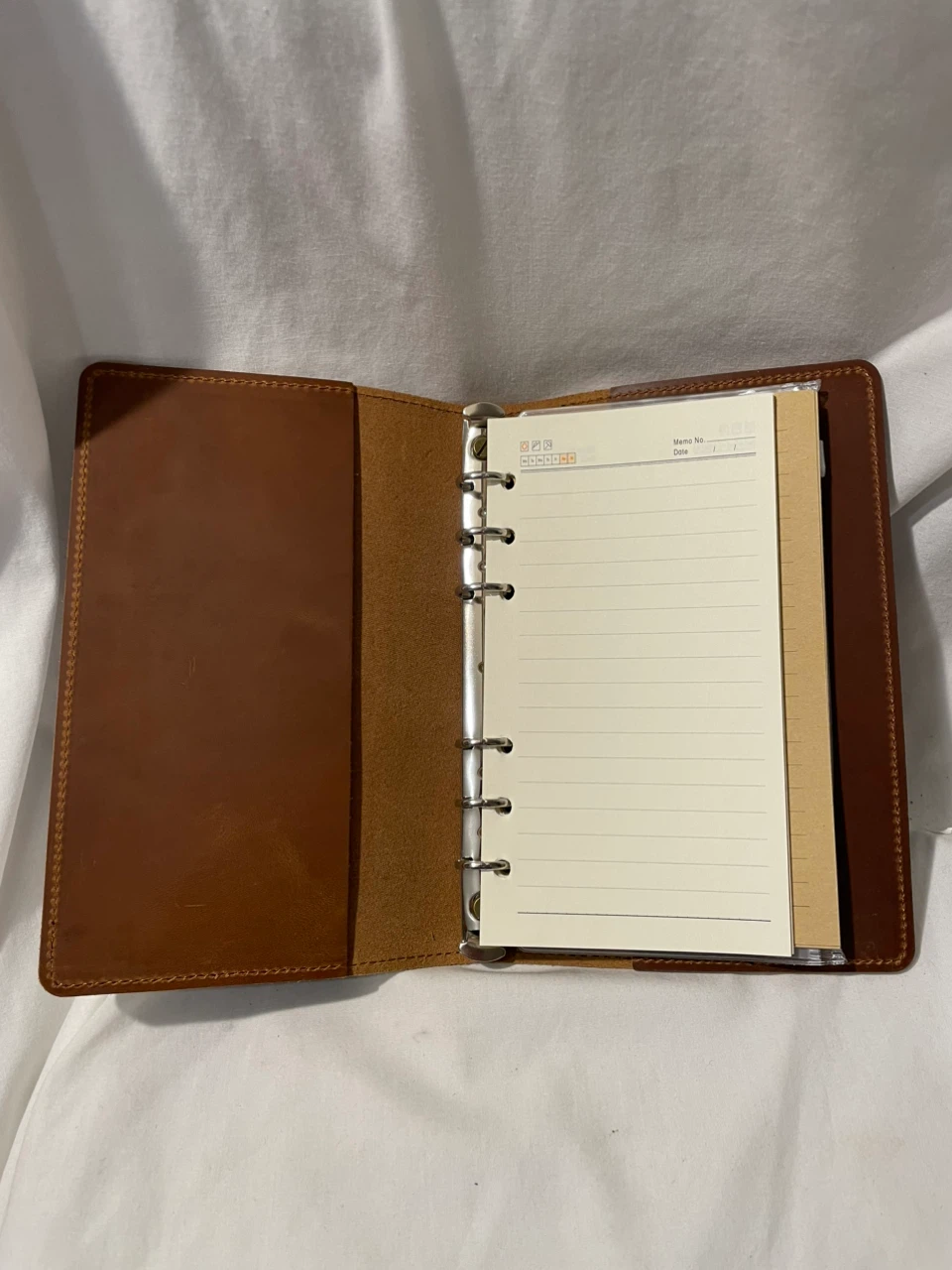Brown Leather 6 Ring Binder Notebook Journal, A6