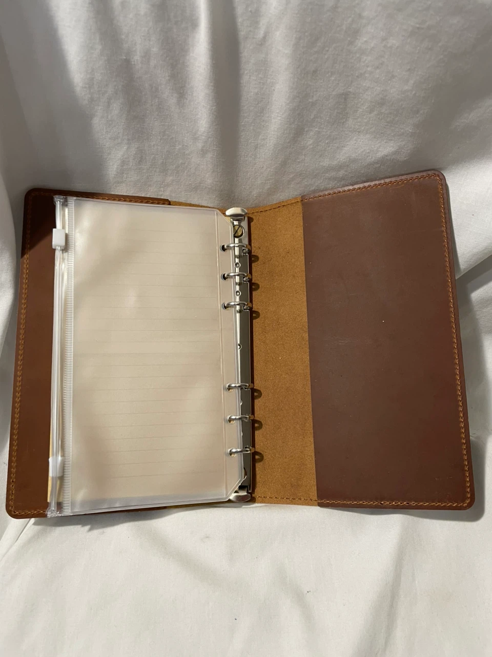 Brown Leather 6 Ring Binder Notebook Journal, A6 - photo 2