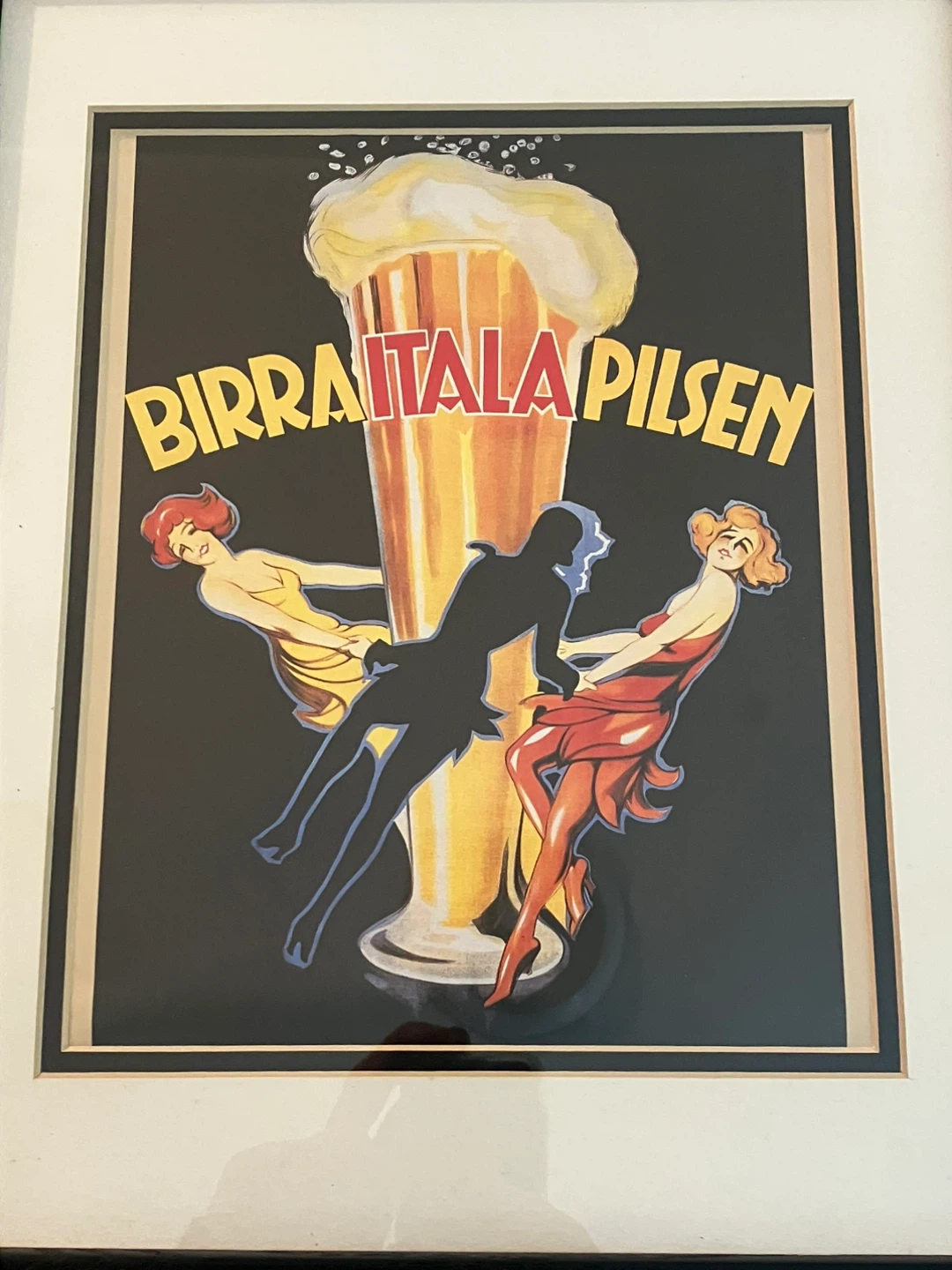 Vintage Framed And Matted Birra Itala Pilsen Ad - 15” x 12” - photo 2