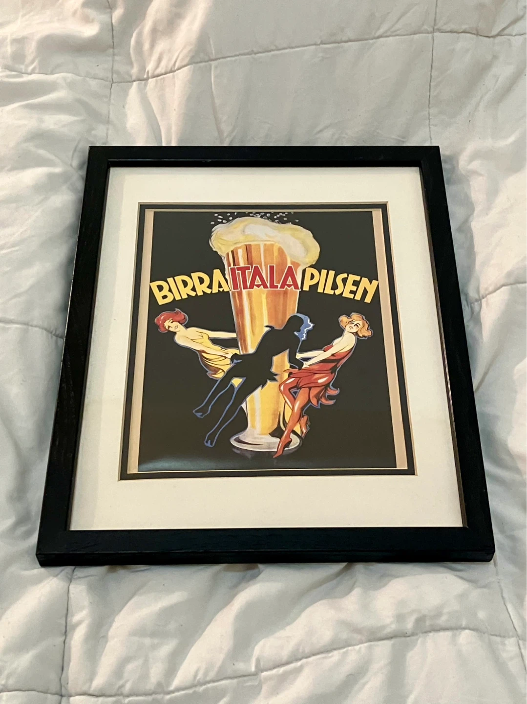Vintage Framed And Matted Birra Itala Pilsen Ad - 15” x 12” - photo 5