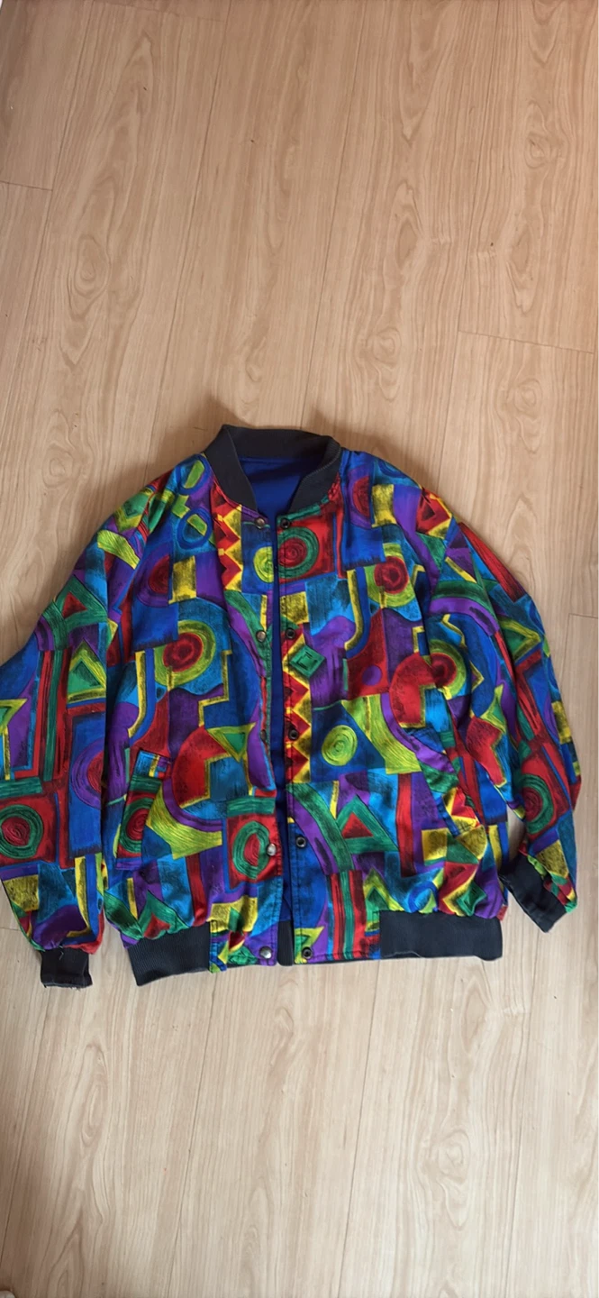 Vintage Geometric Print Bomber Jacket