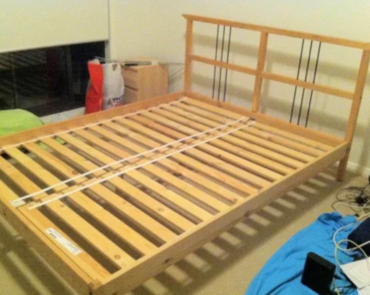 Wooden Bed Frame Headboard with mattress