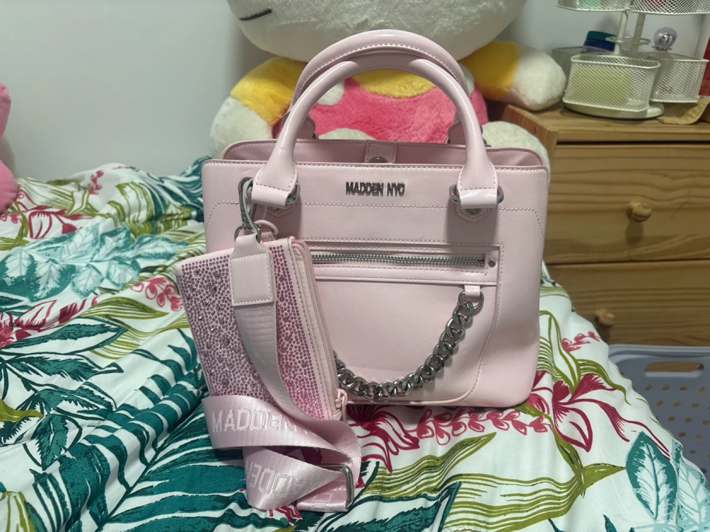 Madden NYC Pink Handbag with Matching Pouch