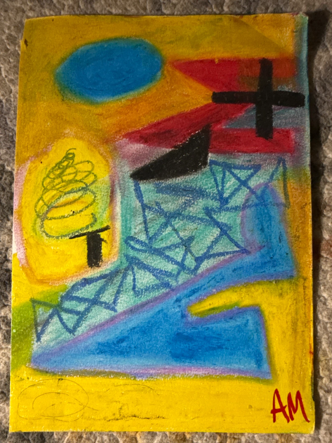 Abstract Art Piece Signed AM