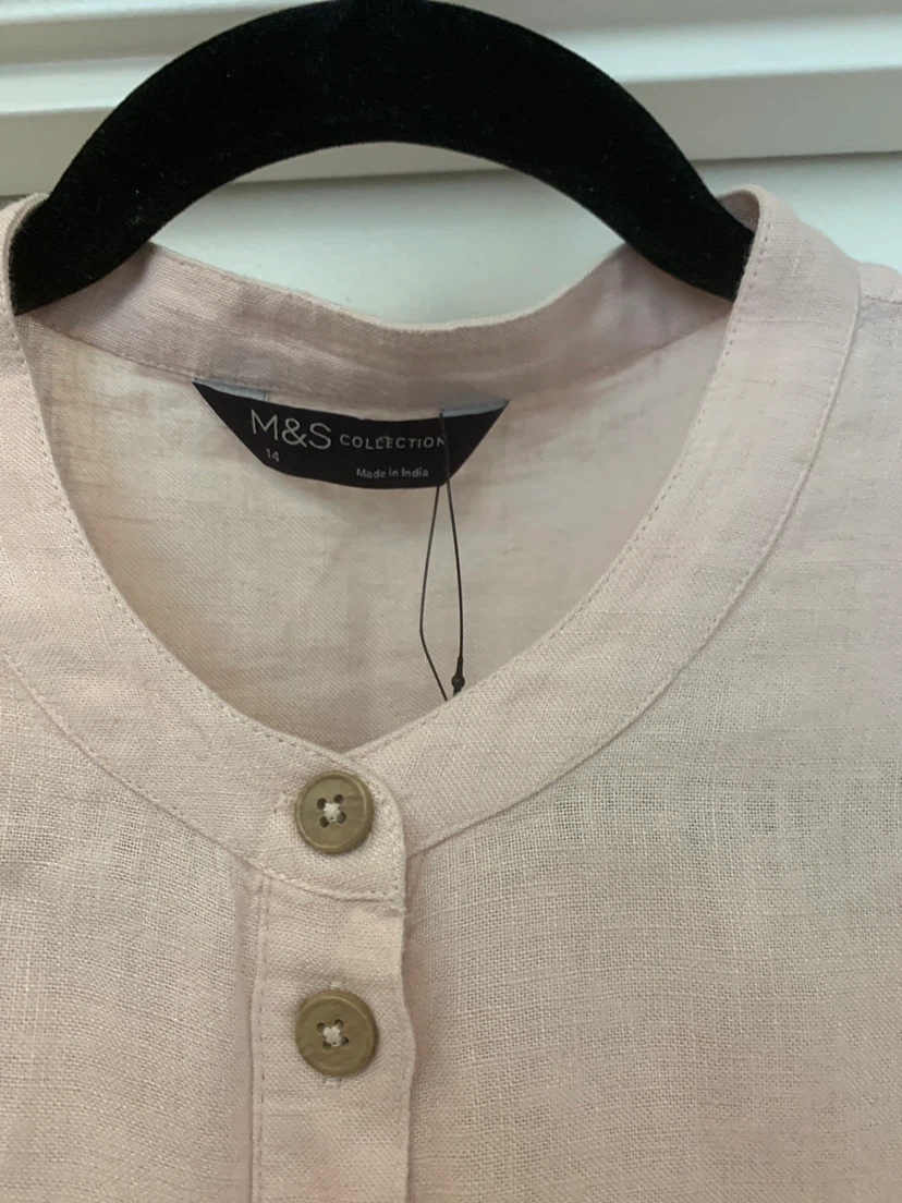 M&S Collection Pink Linen Blend Dress Size 14 - photo 4