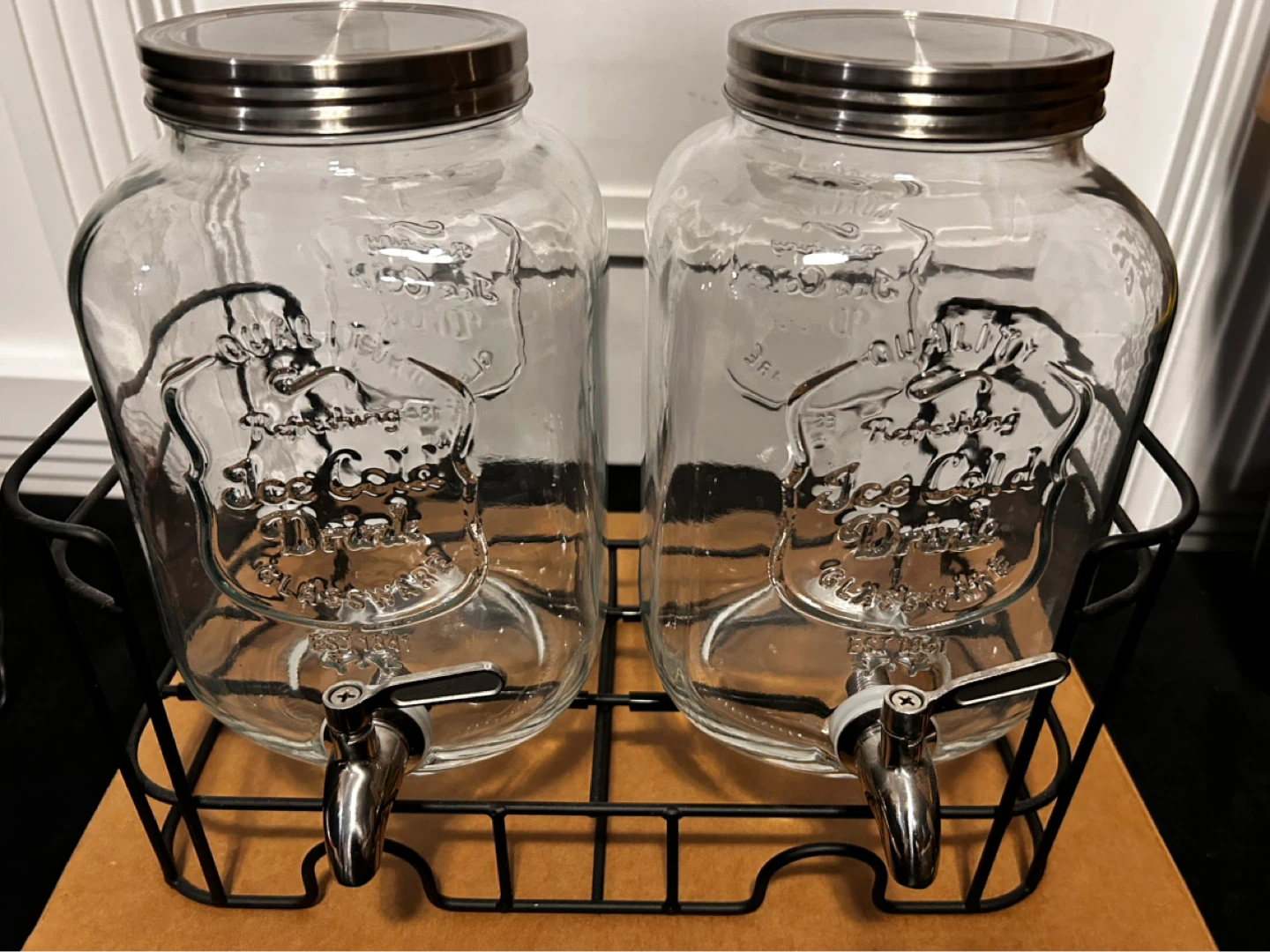 2 Glass Beverage Dispensers with Spigot