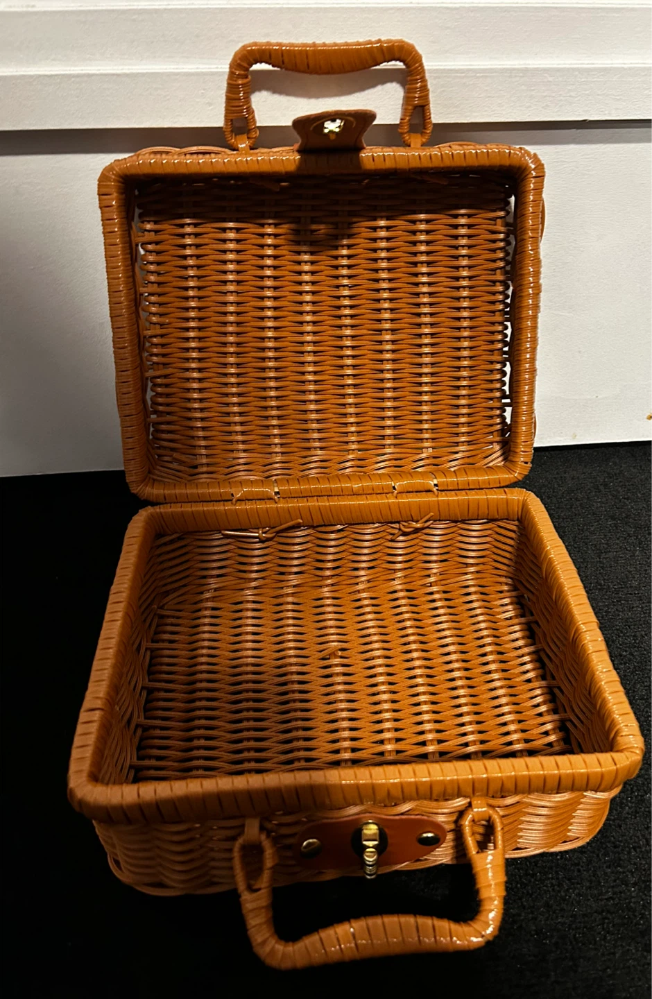Brown Wicker Vanity Case with Buckle Closure - photo 2