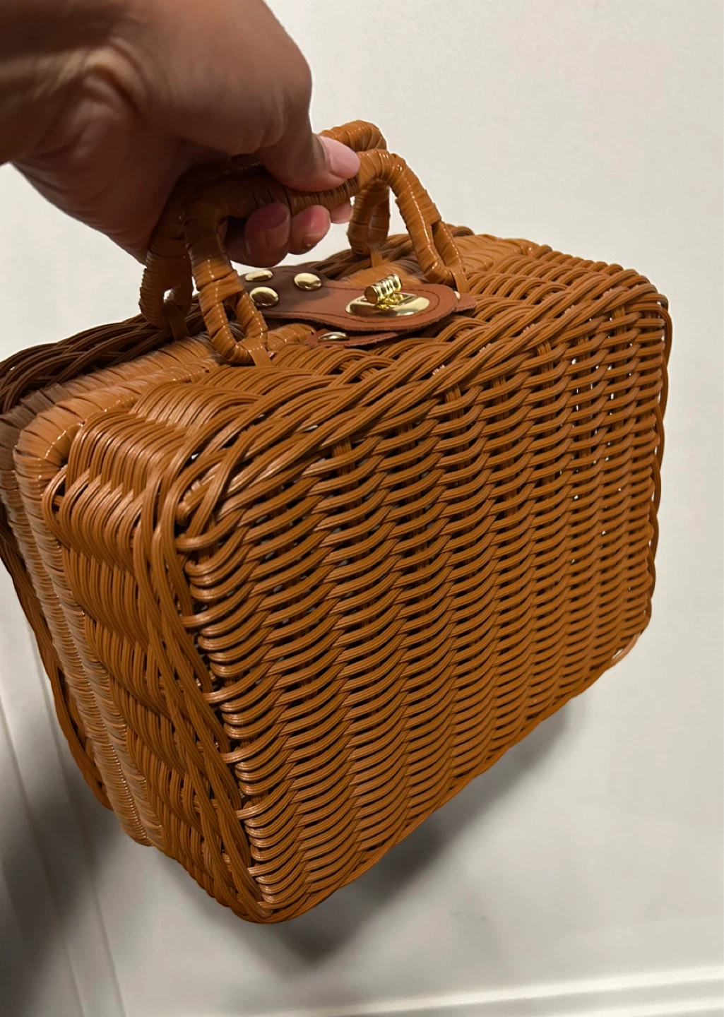 Brown Wicker Vanity Case with Buckle Closure - photo 3