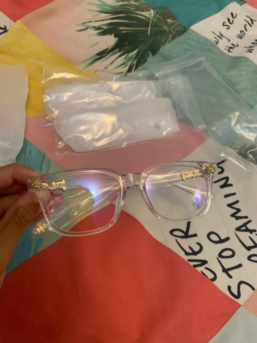 Clear Frame Glasses with Gold Accents - photo 2