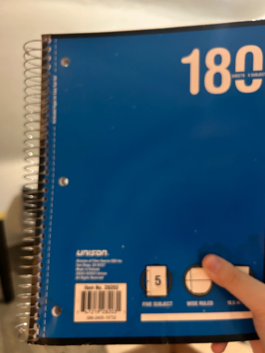 Unison 180 Sheet Spiral Notebook - Wide Ruled