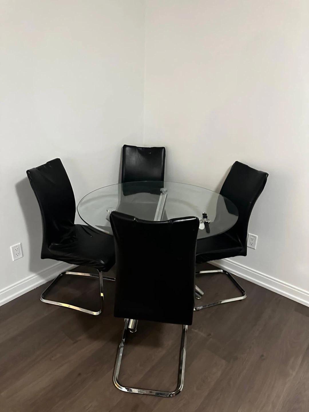 Glass Top Dining Table with 4 Chairs