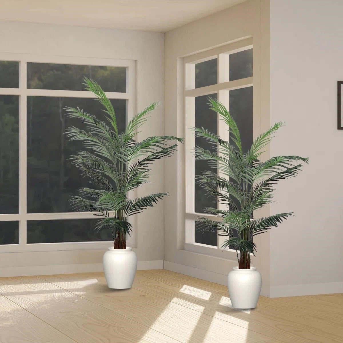 Artificial Areca Palm Tree in White Pot