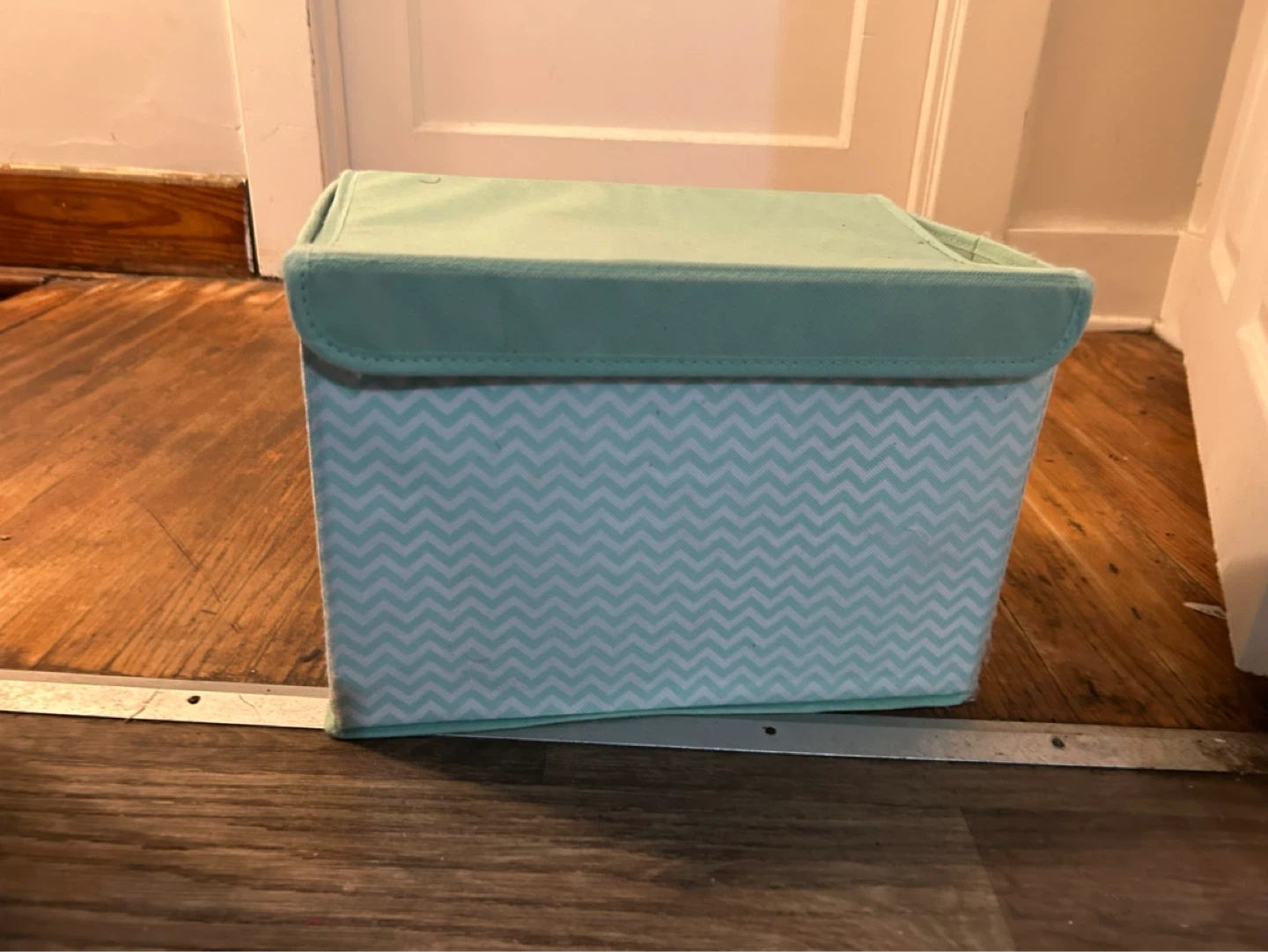 Mint Green Chevron Storage Bin