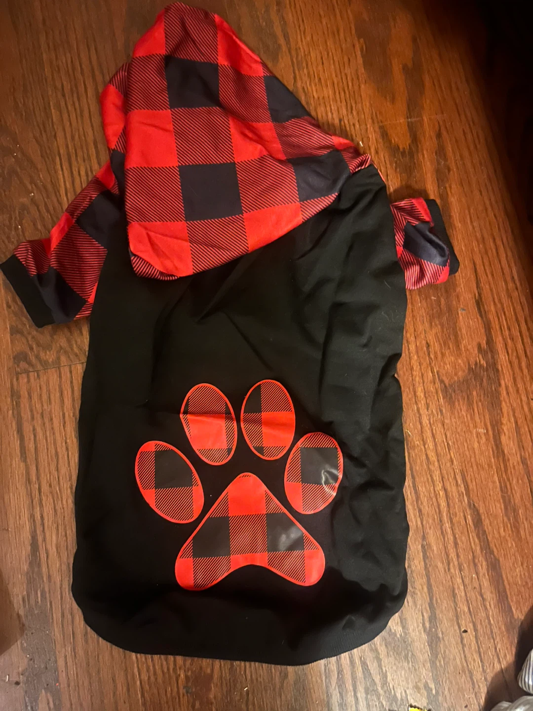 Dog Hoodie Buffalo Plaid Paw Print