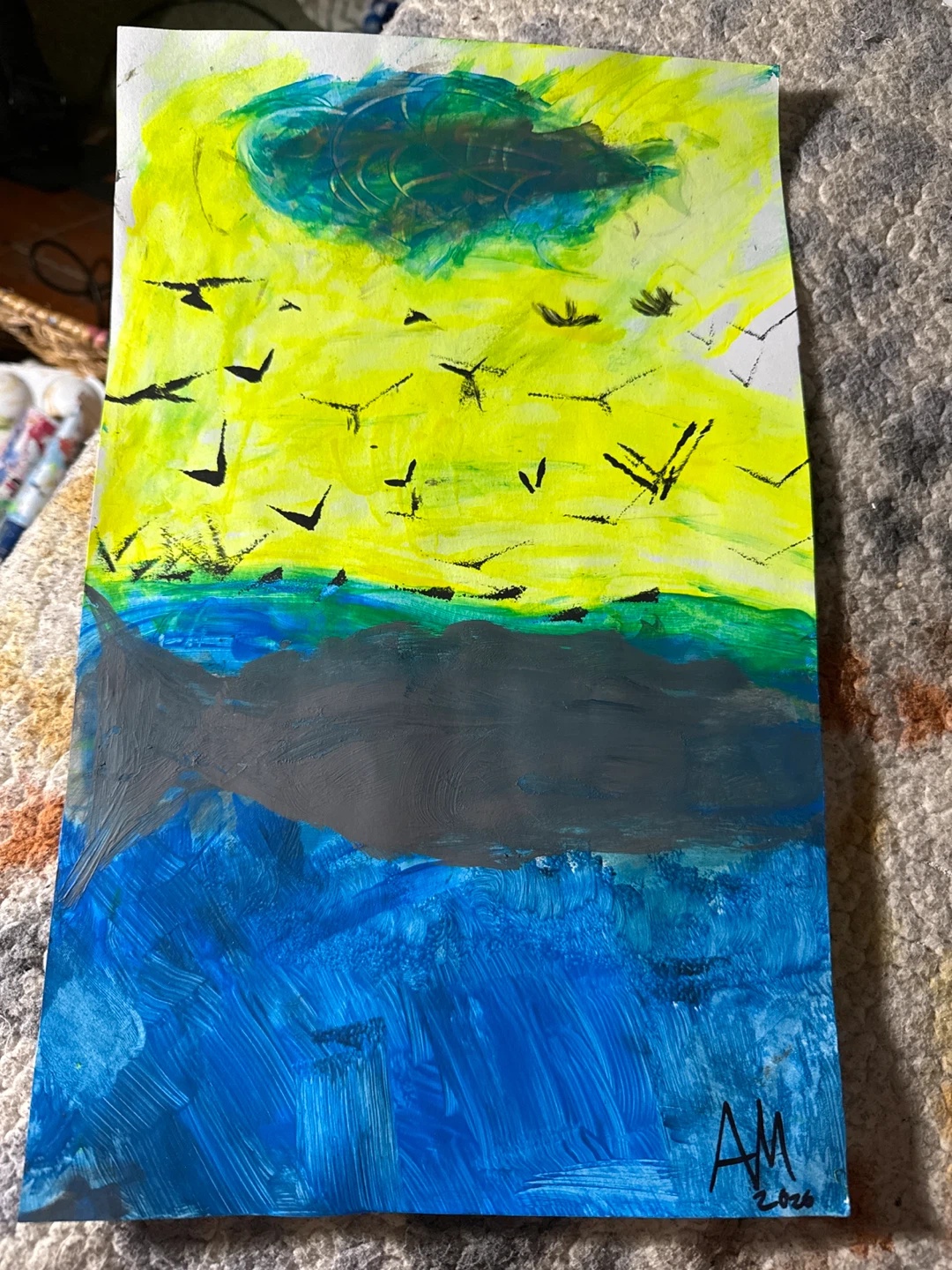 Original Painting: Birds and Landscape, 2020