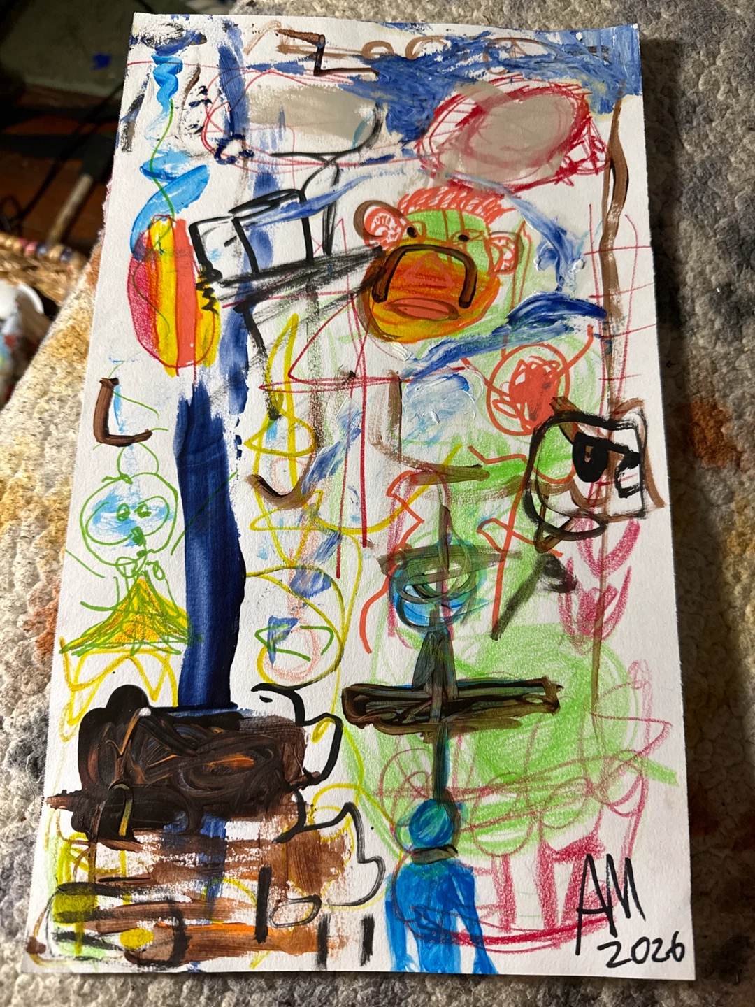 Abstract Artwork with Monkey and Figures