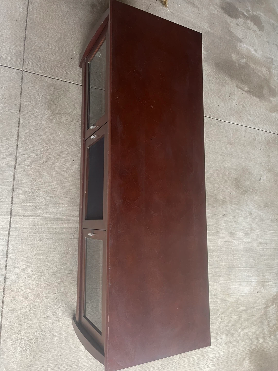 Dark Wood TV Stand with Glass Doors - photo 2