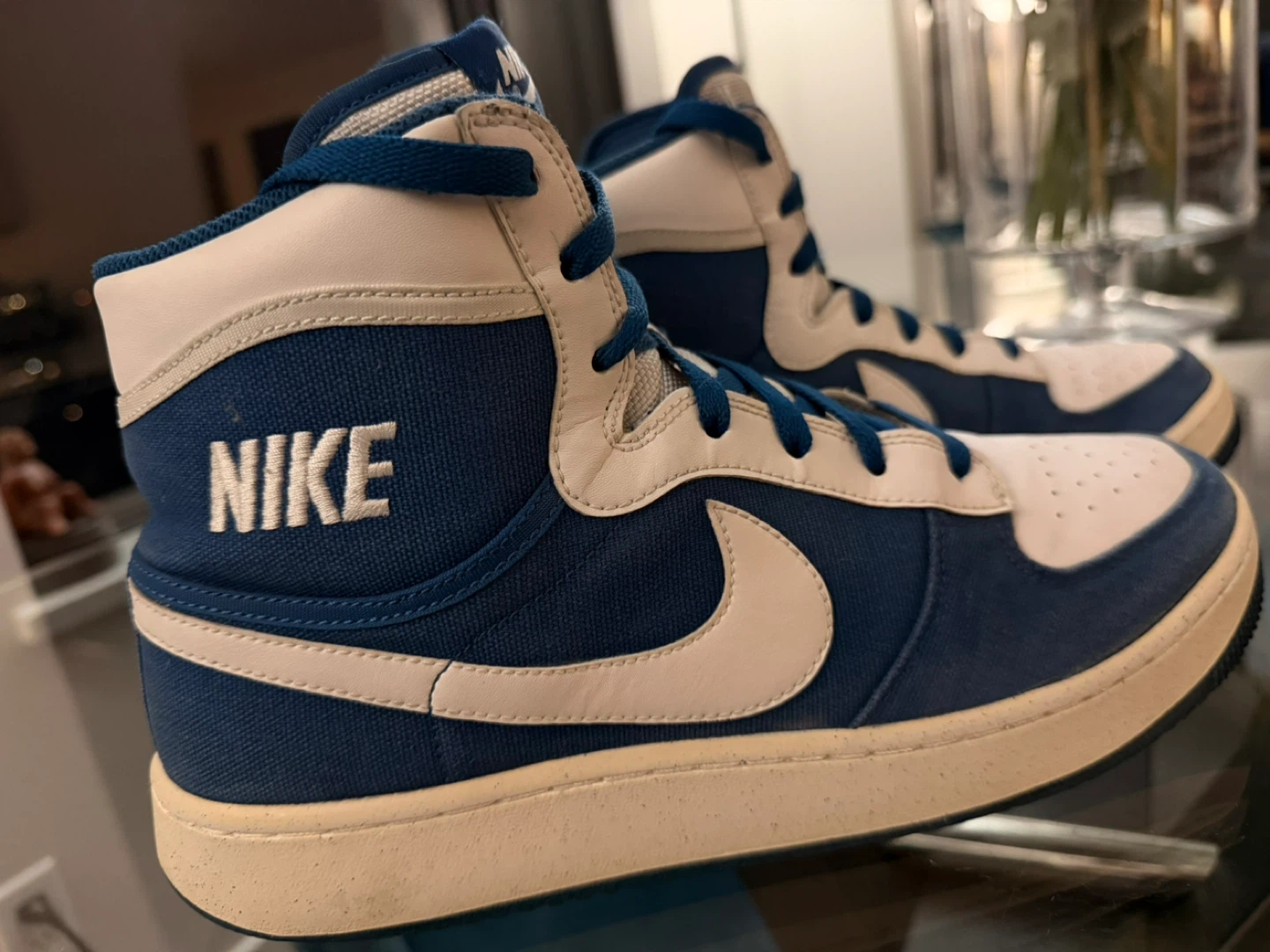 Nike High Top Sneakers - Blue & White Denim 44 - photo 2