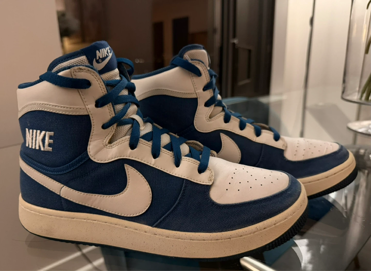 Nike High Top Sneakers - Blue & White Denim 44