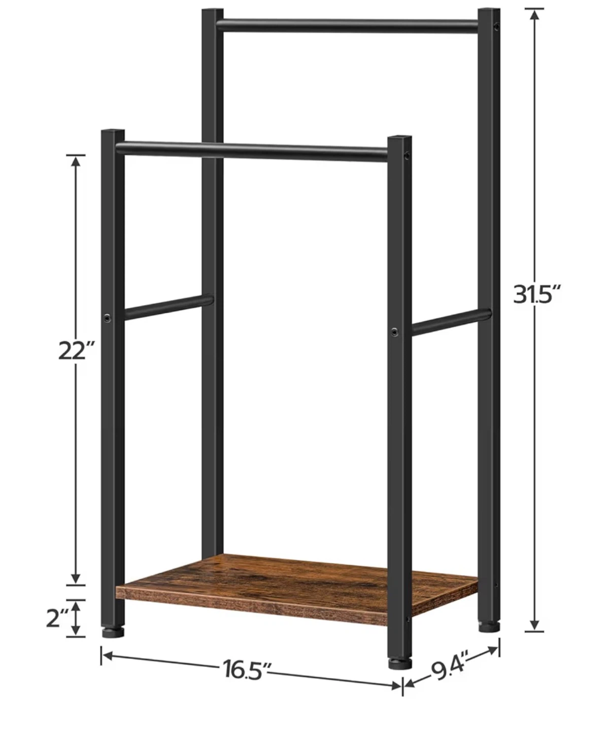 2-Tier Metal Towel Rack with Wood Shelf - photo 2