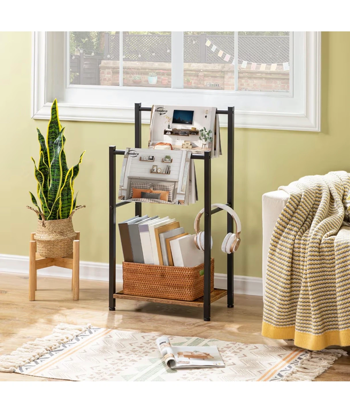 2-Tier Metal Towel Rack with Wood Shelf - photo 3