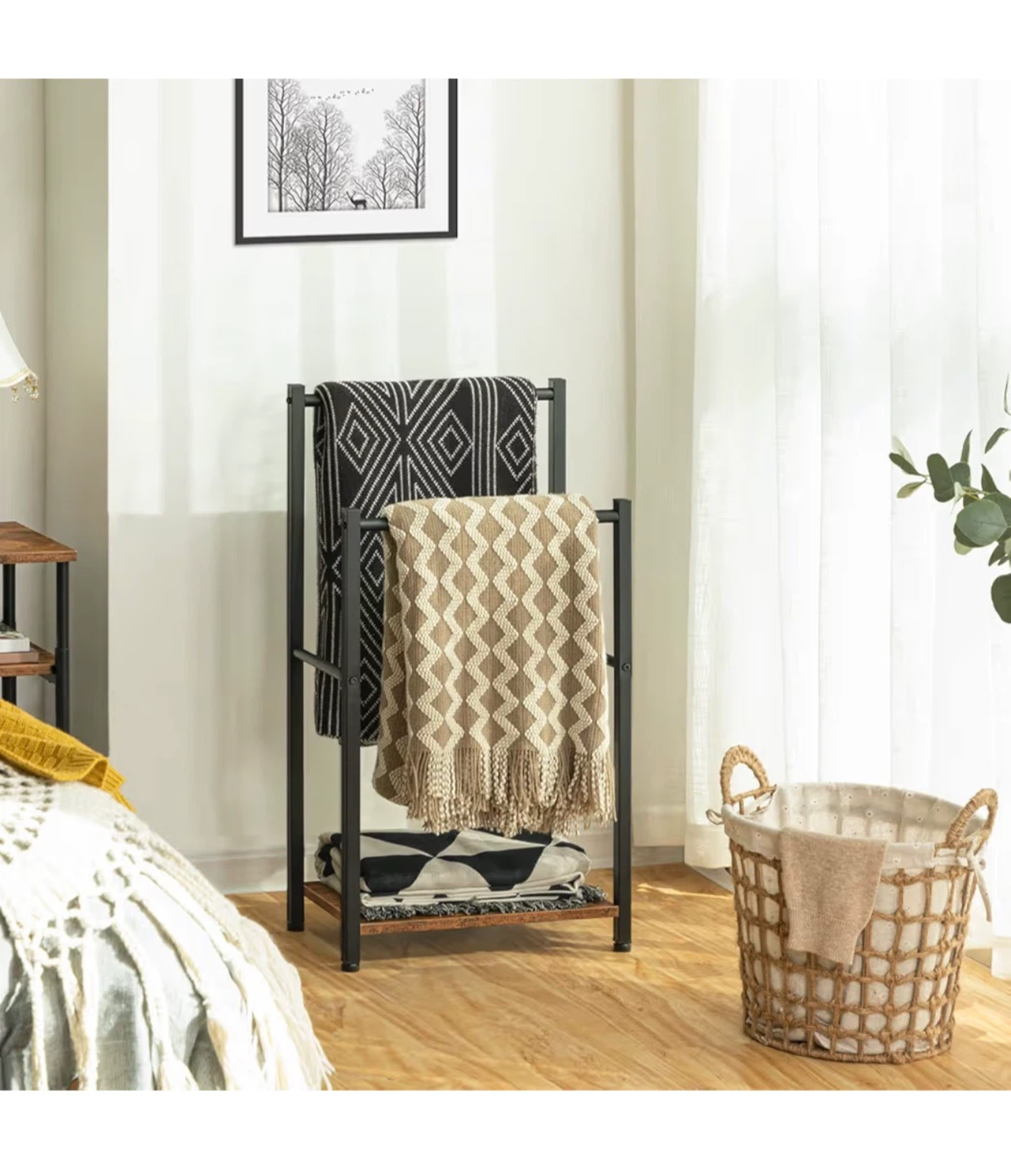 2-Tier Metal Towel Rack with Wood Shelf - photo 5
