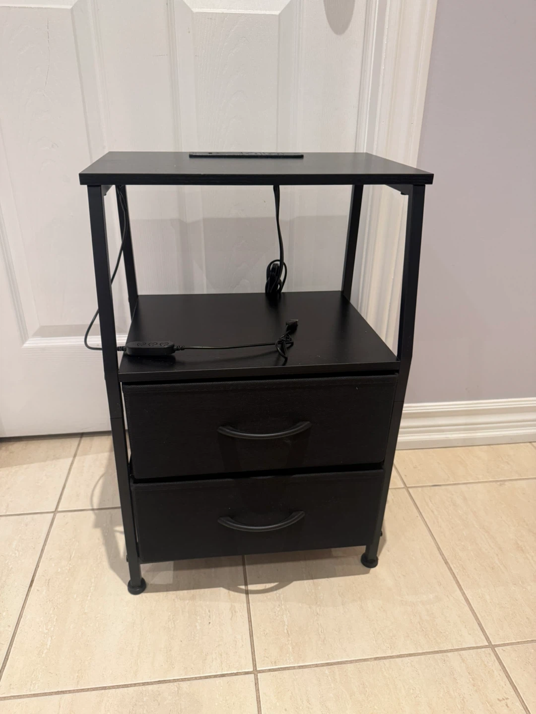 Black 2-Drawer Nightstand with USB Charging - photo 4