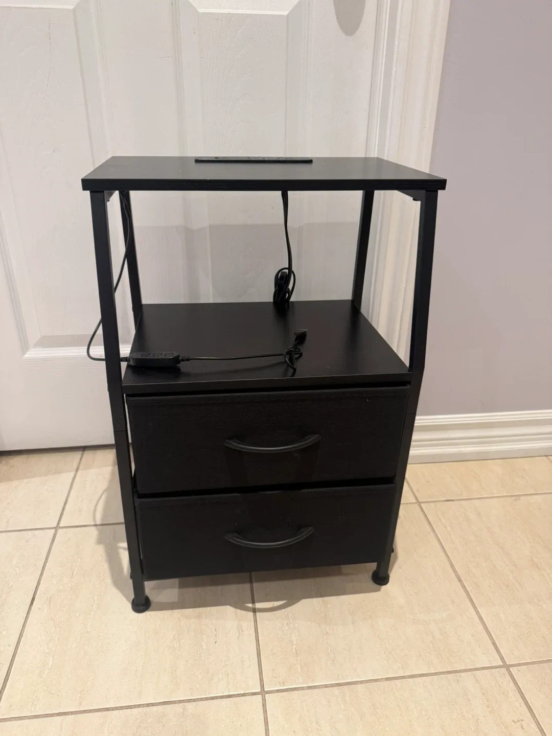 Black 2-Drawer Nightstand with USB Charging - photo 4
