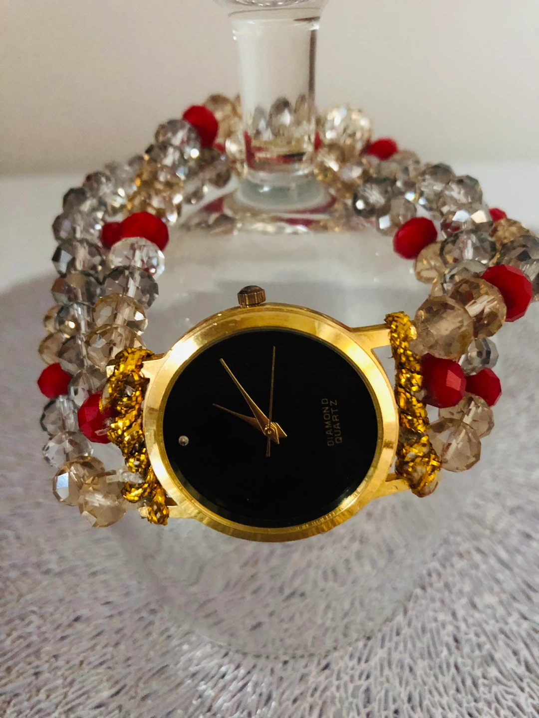 Gold-tone Beaded Bracelet Watch - photo 2