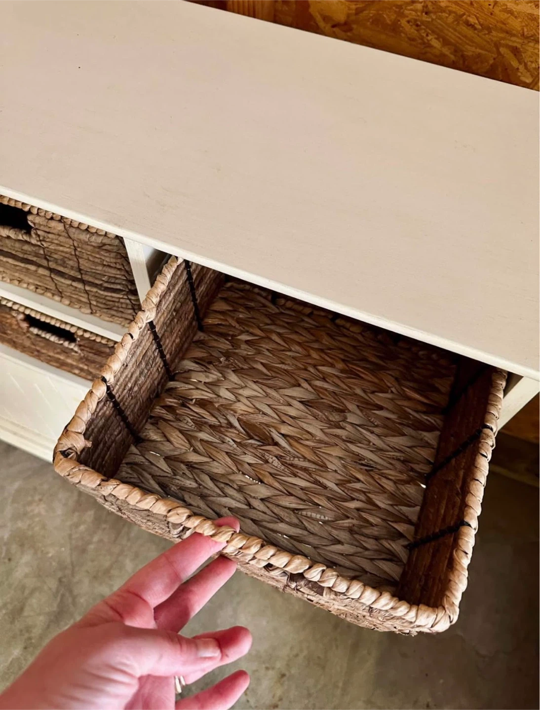 Cream Storage Cabinet with Woven Baskets - photo 2