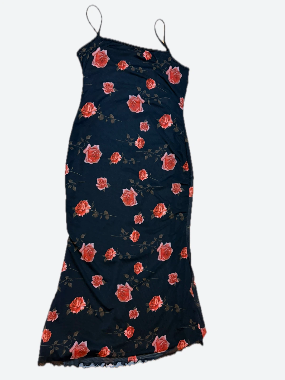 SHEIN Black Rose Print Slip Dress