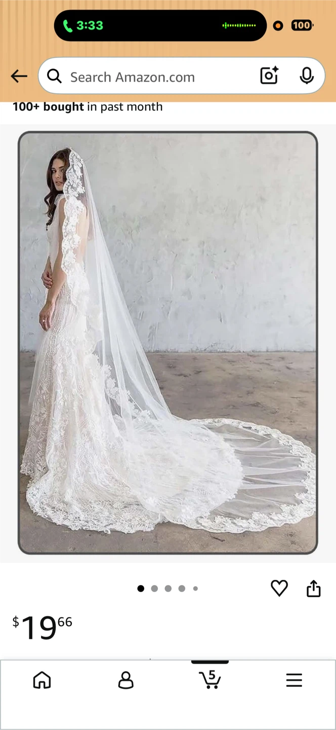 White Lace Bridal Veil - photo 2
