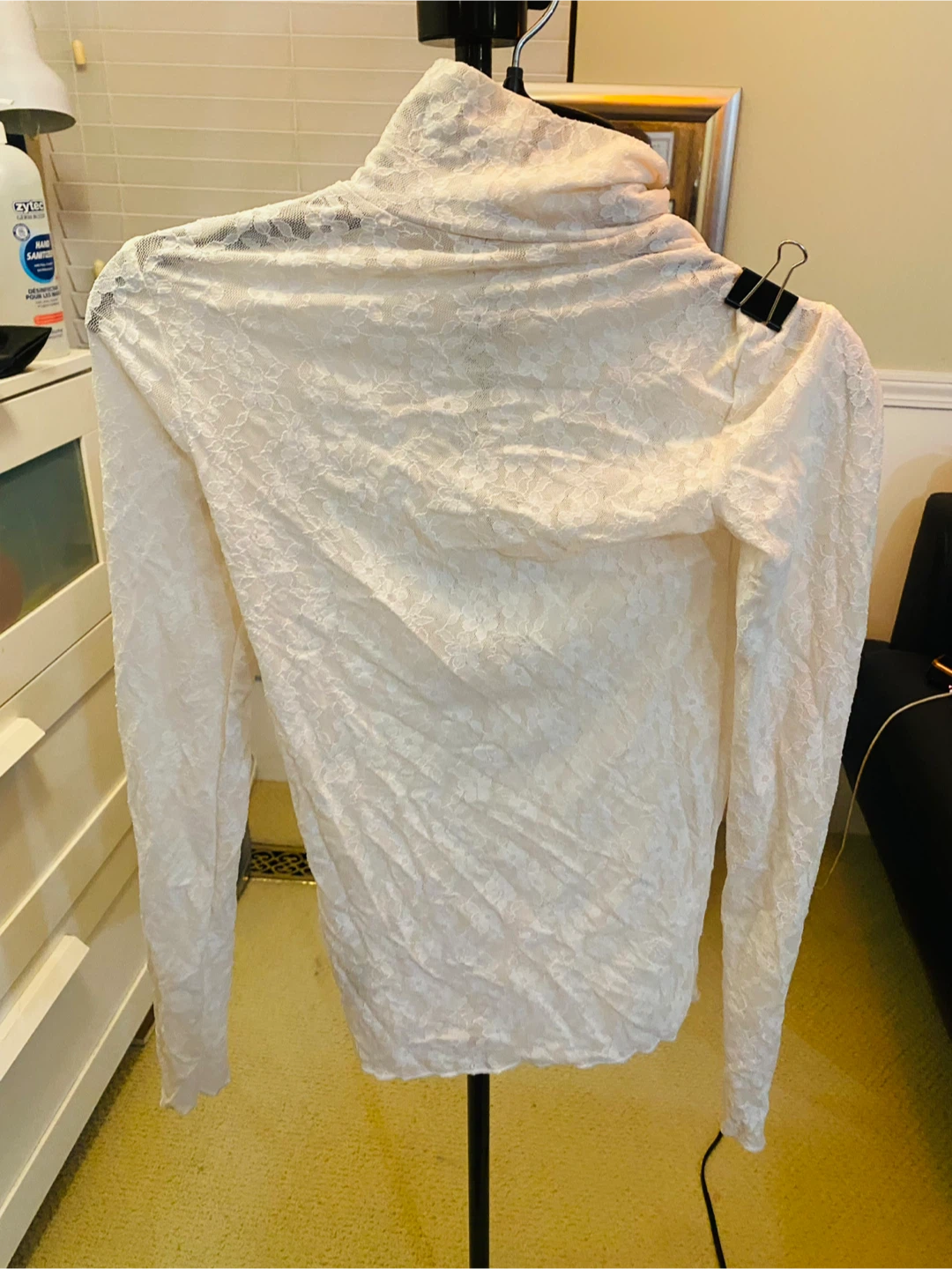 Cream Lace Turtleneck Top