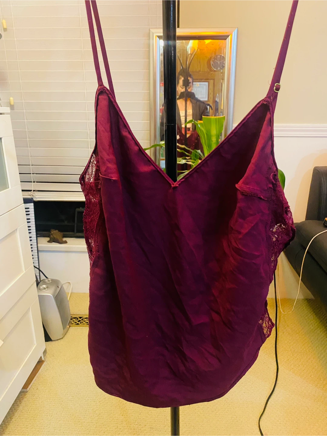 Plum Satin Lace Camisole and Shorts Set